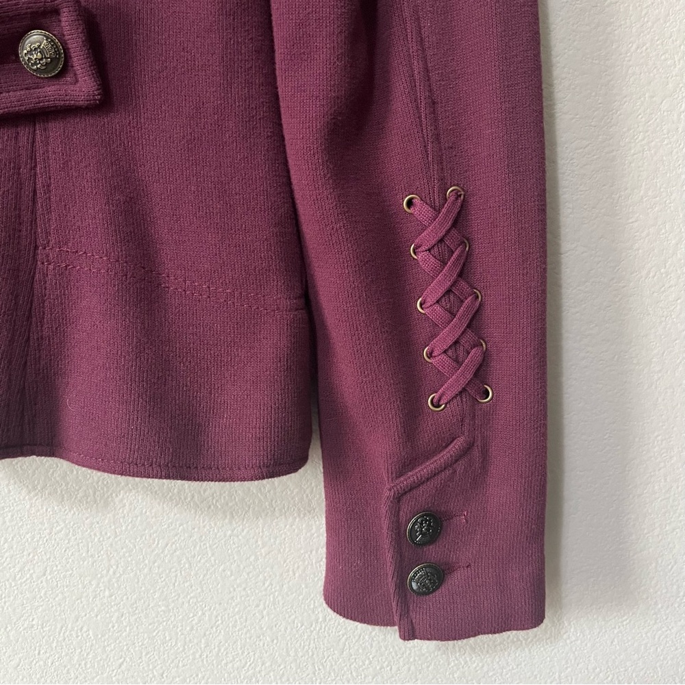 Free People NWT We the Free Majorette Jacket Chestnut Burgundy Size 12 Academia - Picture 10 of 14